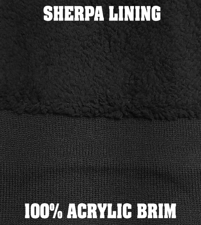 SECURITY Large Embroidered Beanie SHERPA Lined Warm Winter Watch Cap Security Winter Hat Uniform