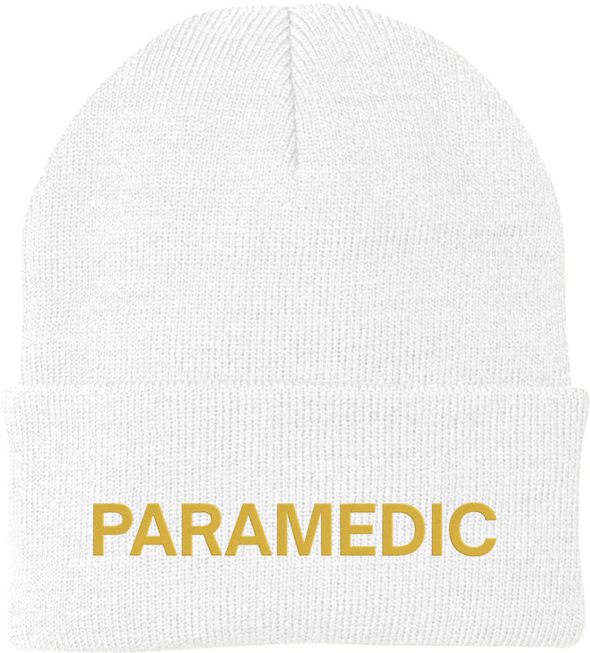 Paramedic Embroidered Beanie Hat | 100% Acrylic Winter Knit Cap for Emergency Medical Services First Responders