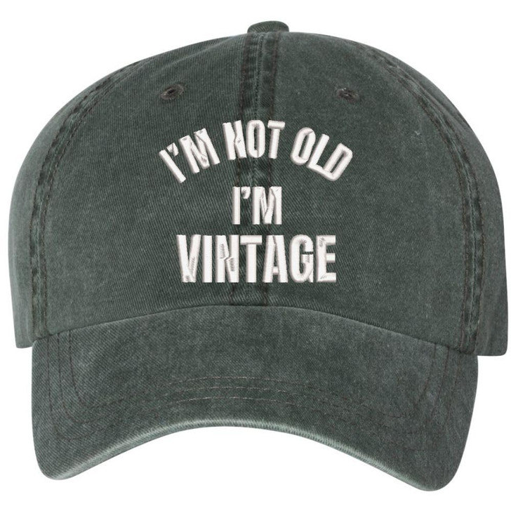 I'm Not Old I'm Vintage Embroidered Washed Cotton Dad Hat Retirement Father's Day Funny Gift Cap