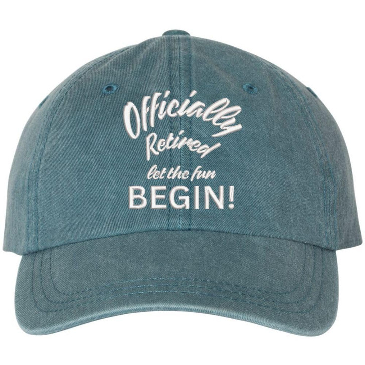 Officially Retired Let The Fun Begin Embroidered Vintage Dad Hat Unstructured Retirement Baseball Cap