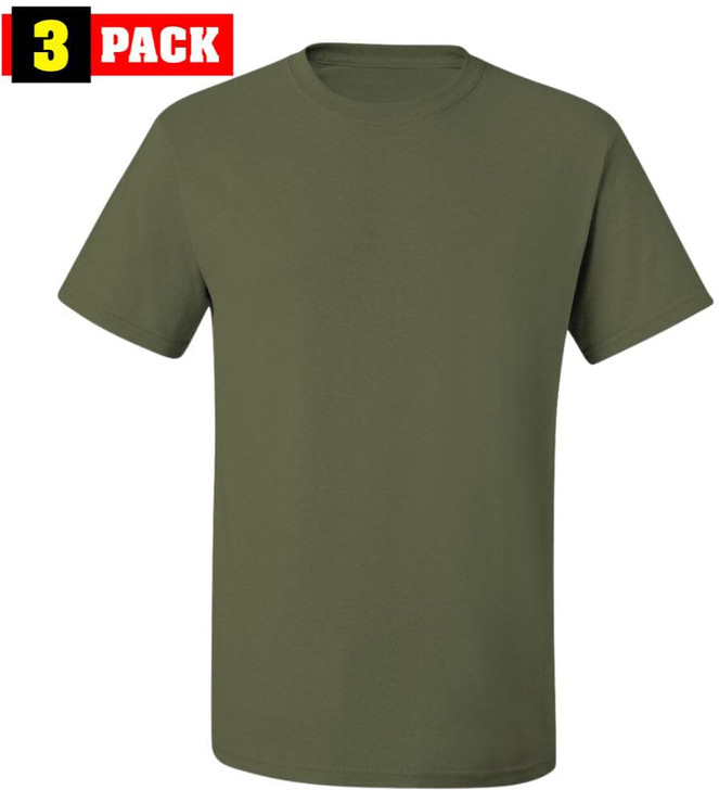 Solid Color Military Style T-Shirts | Poly/Cotton Army Short Sleeve Crewneck Tee Shirts | 3 Pack