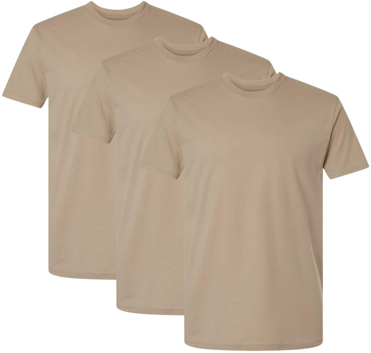 Desert Tan Military T-Shirts 3 Pack 100% Cotton Army ACU Uniform Undershirts Tactical Crew Neck Tees