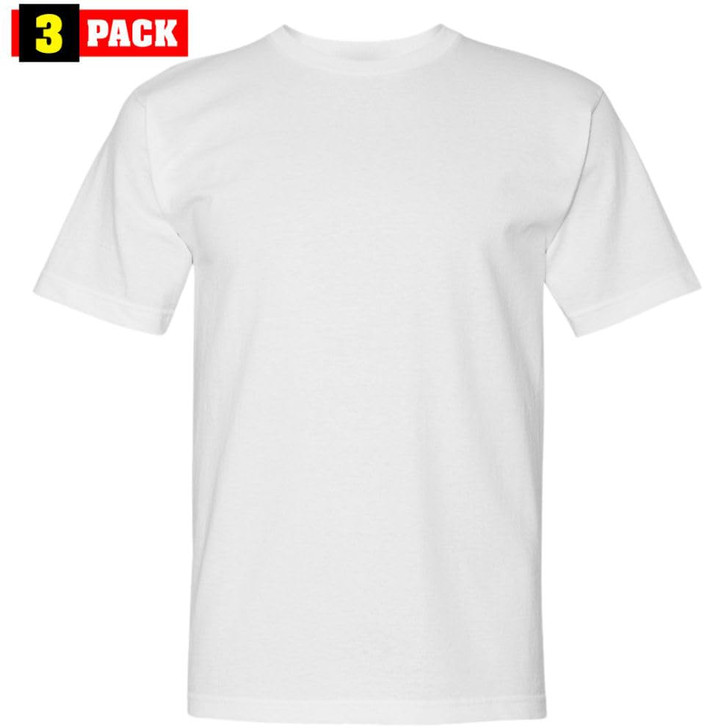 US Military Solid Color T-Shirts | 100% Cotton Made in USA Shirts | Short Sleeve Crewneck Tees 3 PACK