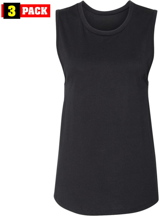 Womens Muscle Tank Top 3 Pack Sleeveless Workout Shirts Cotton Relaxed Fit Athletic Cami Tanks
