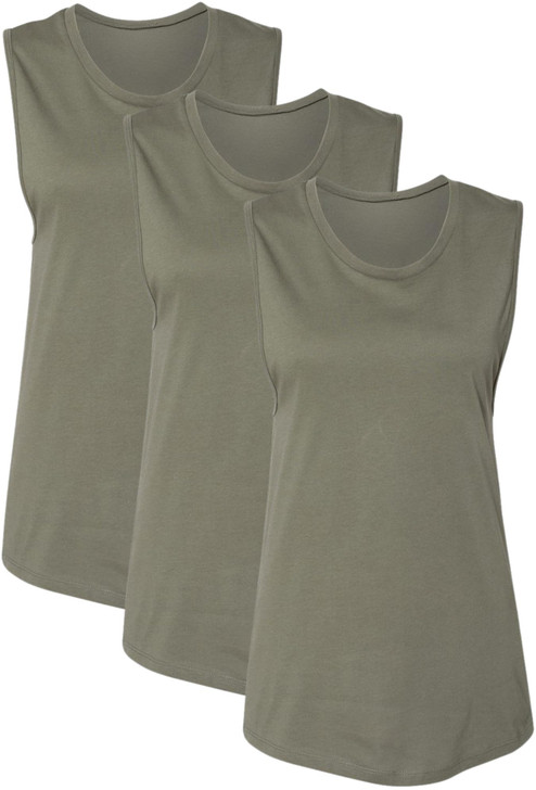 Womens Muscle Tank Top 3 Pack Sleeveless Workout Shirts Cotton Relaxed Fit Athletic Cami Tanks