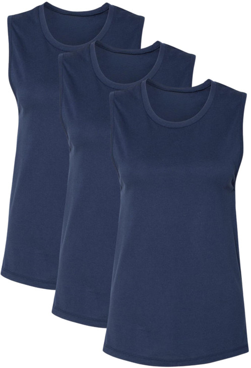 Womens Muscle Tank Top 3 Pack Sleeveless Workout Shirts Cotton Relaxed Fit Athletic Cami Tanks