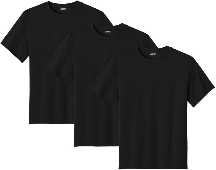 3 Pack Youth Solid Performance Military Army T-Shirts for Kids | 100% Polyester Moisture Wicking