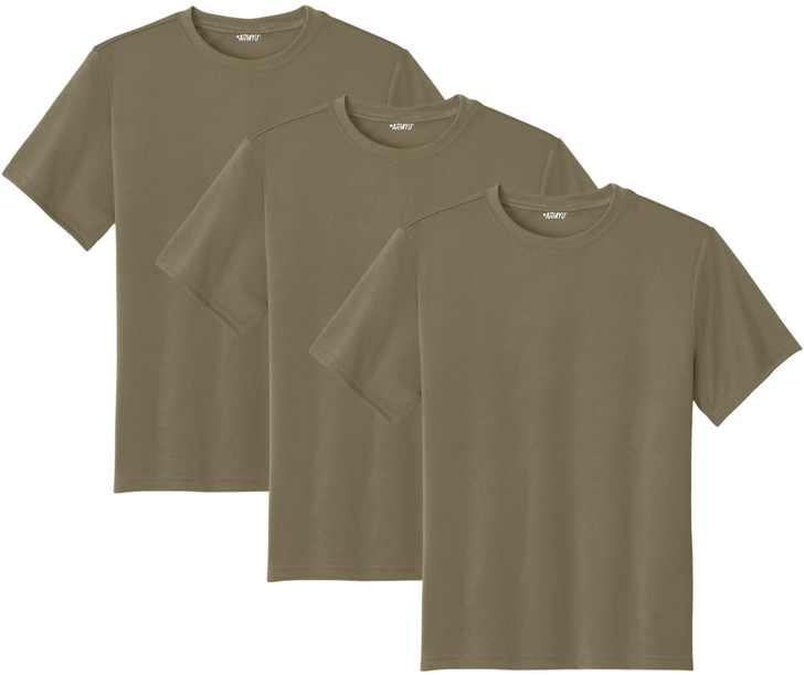 3 Pack Youth Solid Performance Military Army T-Shirts for Kids | 100% Polyester Moisture Wicking
