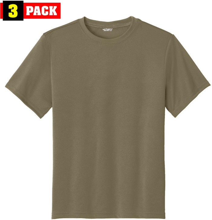 3 Pack Youth Solid Performance Military Army T-Shirts for Kids | 100% Polyester Moisture Wicking
