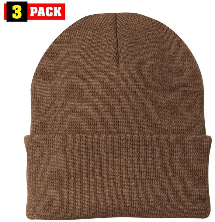 3 Pack Acrylic Beanie Watch Caps, Warm Knit Skull Cap for Men & Women, Blanks Soft Winter Hats