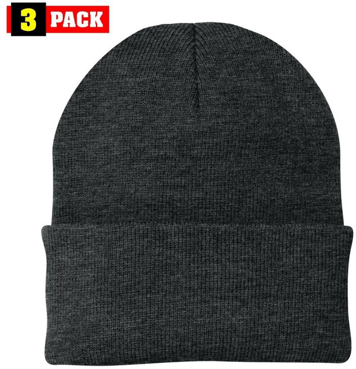3 Pack Acrylic Beanie Watch Caps, Warm Knit Skull Cap for Men & Women, Blanks Soft Winter Hats