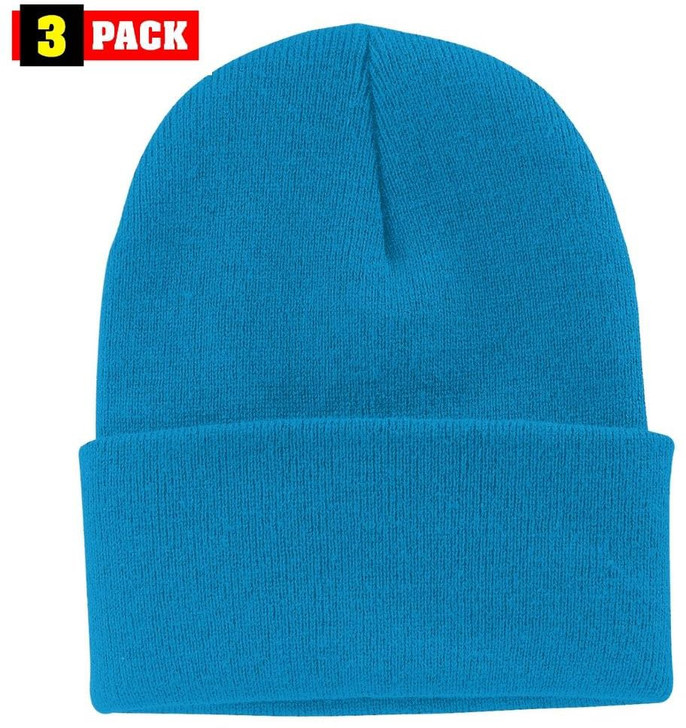 3 Pack Acrylic Beanie Watch Caps, Warm Knit Skull Cap for Men & Women, Blanks Soft Winter Hats