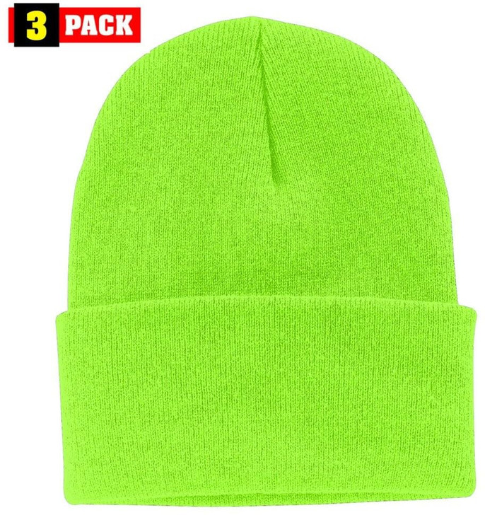 3 Pack Acrylic Beanie Watch Caps, Warm Knit Skull Cap for Men & Women, Blanks Soft Winter Hats