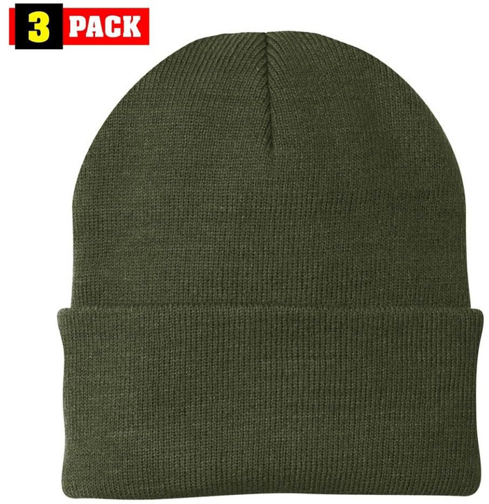 3 Pack Acrylic Beanie Watch Caps, Warm Knit Skull Cap for Men & Women, Blanks Soft Winter Hats