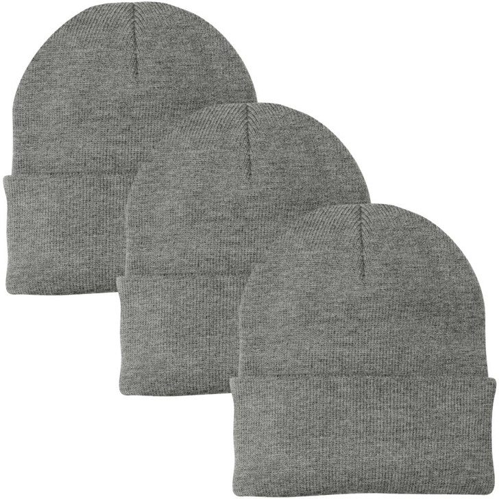 3 Pack Acrylic Beanie Watch Caps, Warm Knit Skull Cap for Men & Women, Blanks Soft Winter Hats