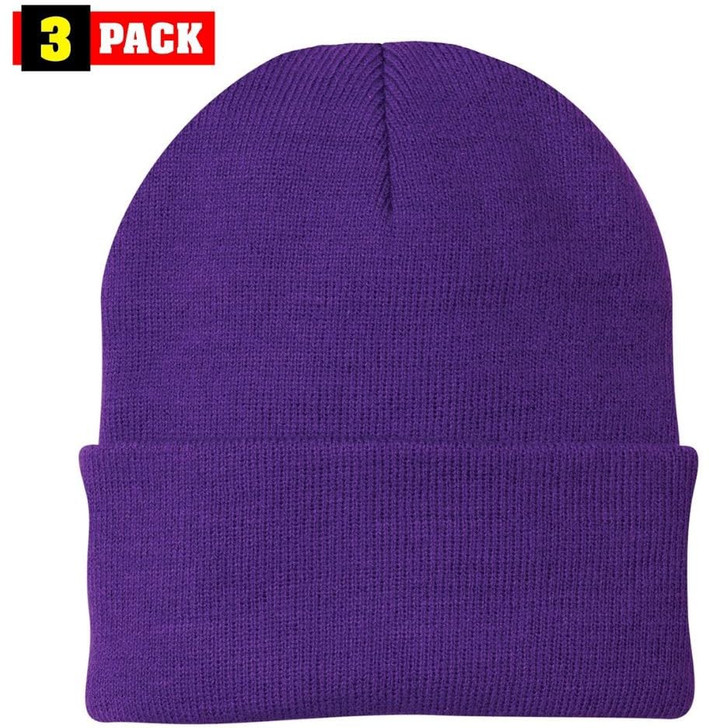 3 Pack Acrylic Beanie Watch Caps, Warm Knit Skull Cap for Men & Women, Blanks Soft Winter Hats