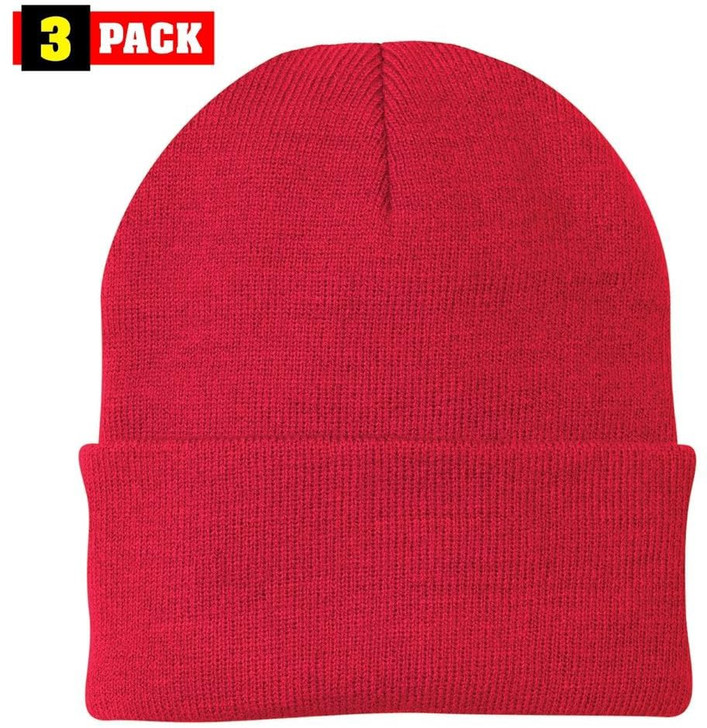 3 Pack Acrylic Beanie Watch Caps, Warm Knit Skull Cap for Men & Women, Blanks Soft Winter Hats
