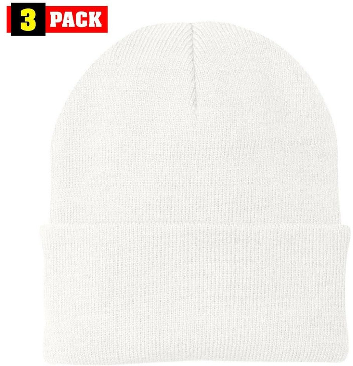 3 Pack Acrylic Beanie Watch Caps, Warm Knit Skull Cap for Men & Women, Blanks Soft Winter Hats