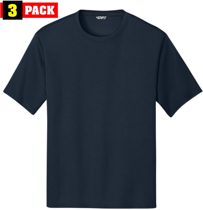 Solid Performance Military Tactical T-Shirts | 100% Polyester Moisture Wicking Tee Shirts, 3-Pack