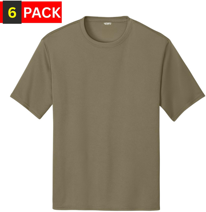 Solid Performance Military Tactical T-Shirts | 100% Polyester Moisture Wicking Crewneck Tee Shirts, 6-Pack