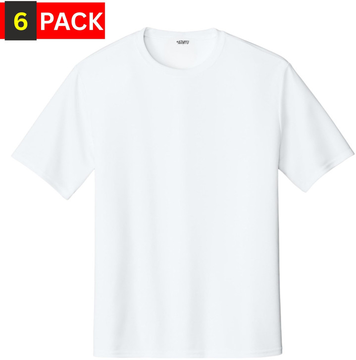 Solid Performance Military Tactical T-Shirts | 100% Polyester Moisture Wicking Crewneck Tee Shirts, 6-Pack