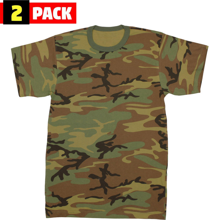 Kids Camouflage T-Shirts, 2 Pack - Youth Tactical Military Camo Tee, Soft & Comfortable Army Tees for Boys & Girls