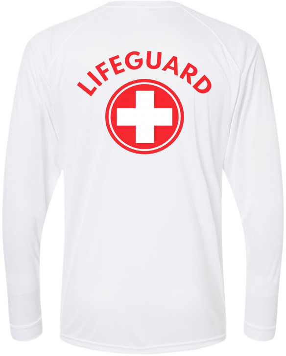 Lifeguard + Moisture Wicking Long Sleeve T-Shirt 100% Polyester Performance Uniform Sun Rash Guard Shirt