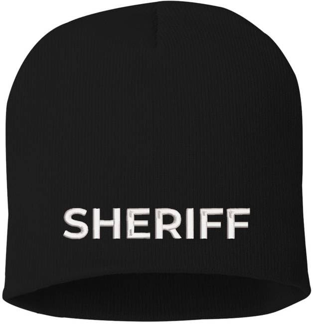 Sheriff Embroidered Skull Cap | 100% Acrylic Knit Police Winter Warm Beanie Hat