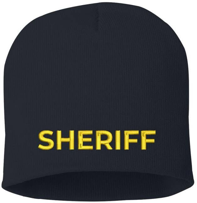 Sheriff Embroidered Skull Cap | 100% Acrylic Knit Police Winter Warm Beanie Hat