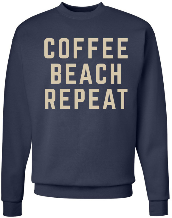 Coffee Beach Repeat Printed Sweatshirt Summer Polycotton Crewneck Pullover