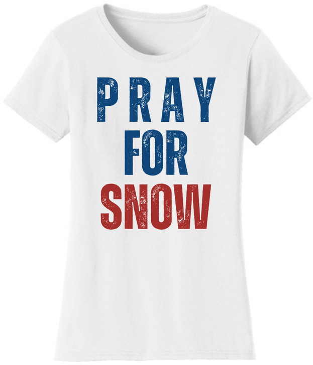 Pray For Snow Women’s Graphic T-Shirt Retro Snow Lover Shirt Vintage Style 100% Cotton Tee