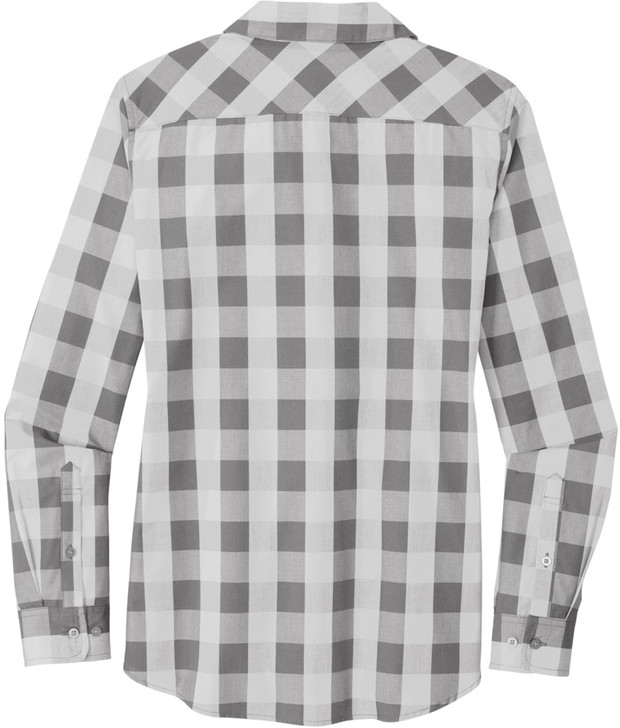 Women’s Buffalo Plaid Flannel Shirt Button Up Open Collar Lightweight Super Soft French Front Top