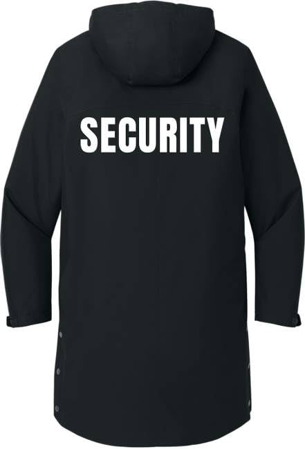 SECURITY Waterproof Insulated Sideline Parka Jacket Long Rain Coat with Hood (Double Sided Print)