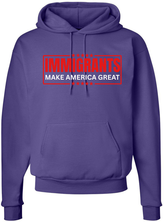 Immigrants Make America Great Printed Hoodie Political Immigration Cotton Blend Hooded Sweatshirt
