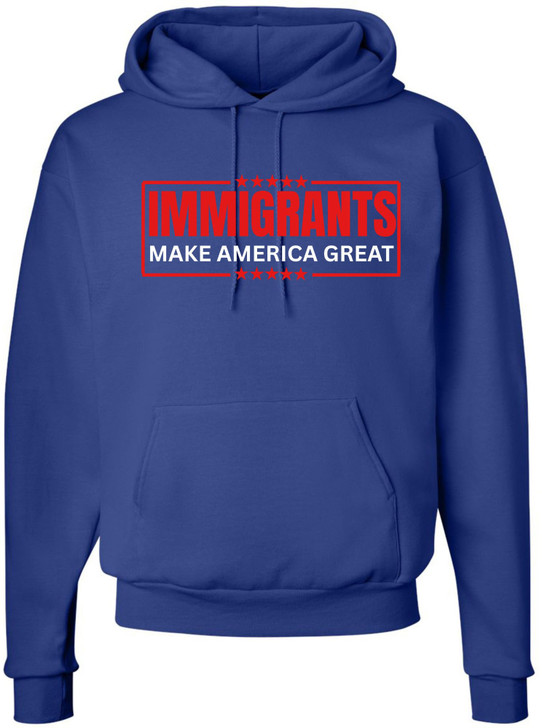 Immigrants Make America Great Printed Hoodie Political Immigration Cotton Blend Hooded Sweatshirt