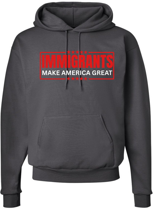 Immigrants Make America Great Printed Hoodie Political Immigration Cotton Blend Hooded Sweatshirt