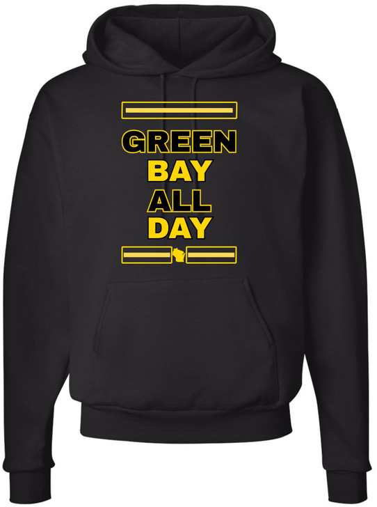 Green Bay All Day Hooded Sweatshirt | Wisconsin Football Fan Hoodie Comfortable Game Day Pullover