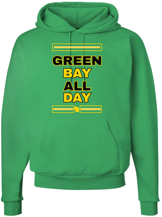 Green Bay All Day Hooded Sweatshirt | Wisconsin Football Fan Hoodie Comfortable Game Day Pullover