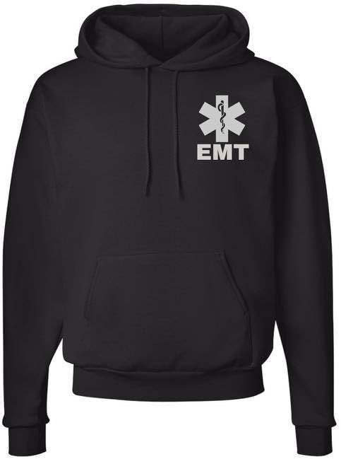EMT Hoodie Emergency Medical Technician First Responder AMBU Double Sided Hooded Sweatshirt