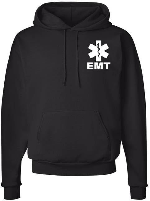 EMT Hoodie Emergency Medical Technician First Responder AMBU Double Sided Hooded Sweatshirt