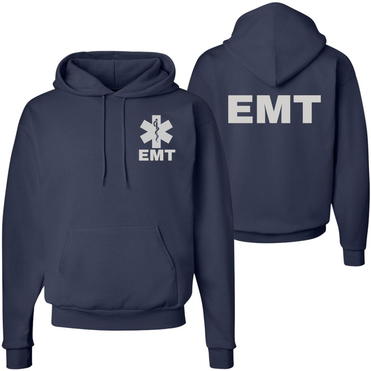 EMT Hoodie Emergency Medical Technician First Responder AMBU Double Sided Hooded Sweatshirt
