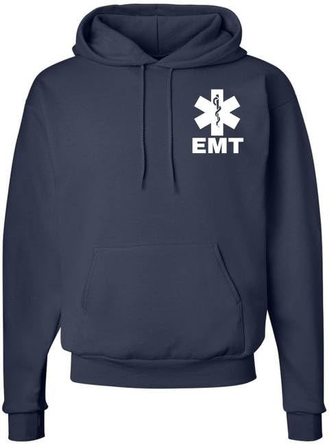 EMT Hoodie Emergency Medical Technician First Responder AMBU Double Sided Hooded Sweatshirt