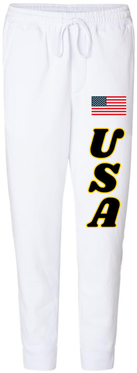 USA Flag Printed Jogger Sweatpants Patriotic Streetwear Lounge Pants Cotton Polyester Fleece