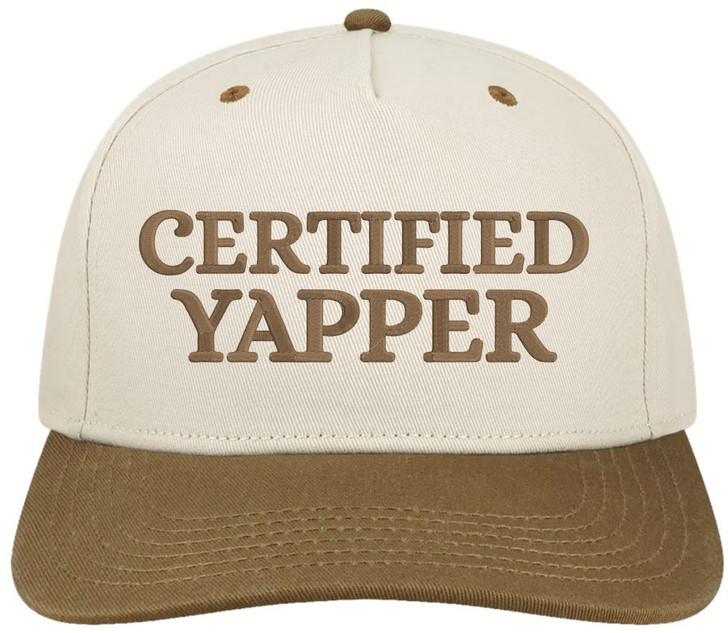 Certified Yapper Embroidered Two Tone Baseball Cap Funny Sarcastic Meme Dad Hat
