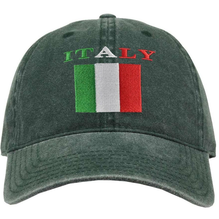 Italy Flag Dad Hat Embroidered Adjustable Italian Flag Unisex Baseball Cap with Buckle Closure