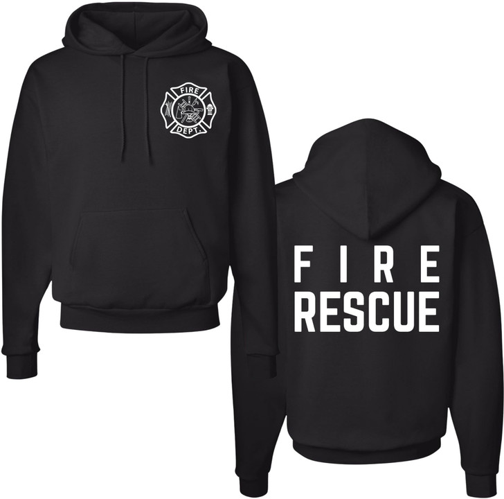 Fire Rescue Team Double Sided Hoodie Sweatshirt Printed Firefighter Dept. First Responder Warm Hooded Pullover