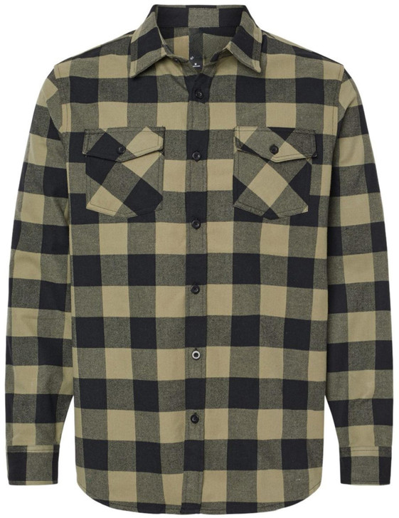 Buffalo Plaid Flannel Button Up Shirt | Heavy & Soft Poly/Cotton Double Pockets with Flaps