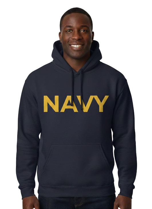 Navy Printed Hoodie Veteran Sweatshirt for Men & Women Cotton Blend Hooded Sweatshirt