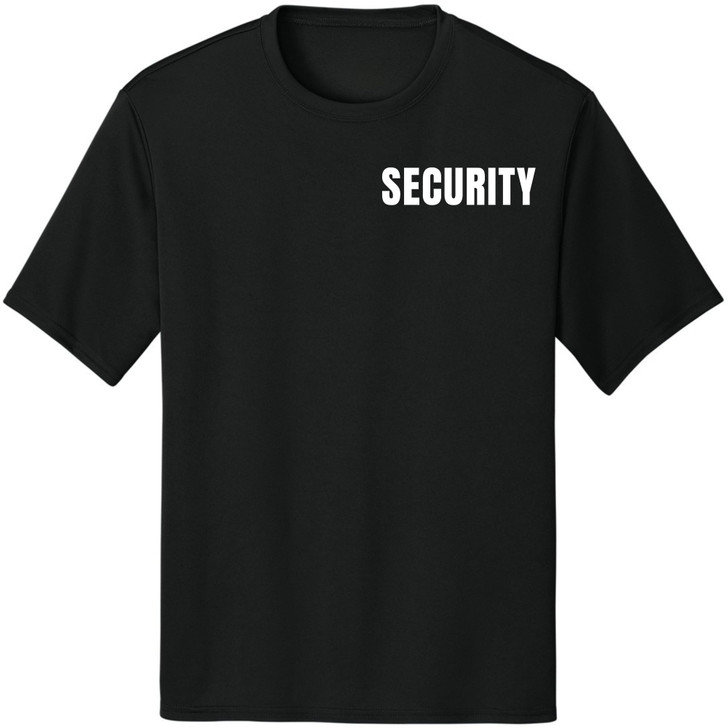 Moisture Wicking Security Printed T-Shirt | 100% Polyester Crewneck Uniform Guard Agent Shirt Sleeve Shirt