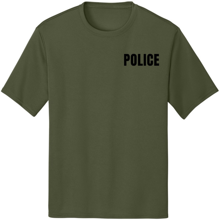 Police Moisture-Wicking T-Shirt Uniform Officer Team Performance Work Quick Dry Tee Shirt, 100% Polyester